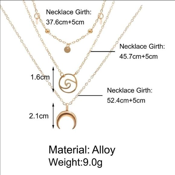 Necklace Multilayered Horn Wave Horn Zinc Alloy - Picture 3 of 7